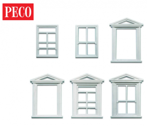 Peco LK-756 O Gauge Windows & Frames (Pack of 8)